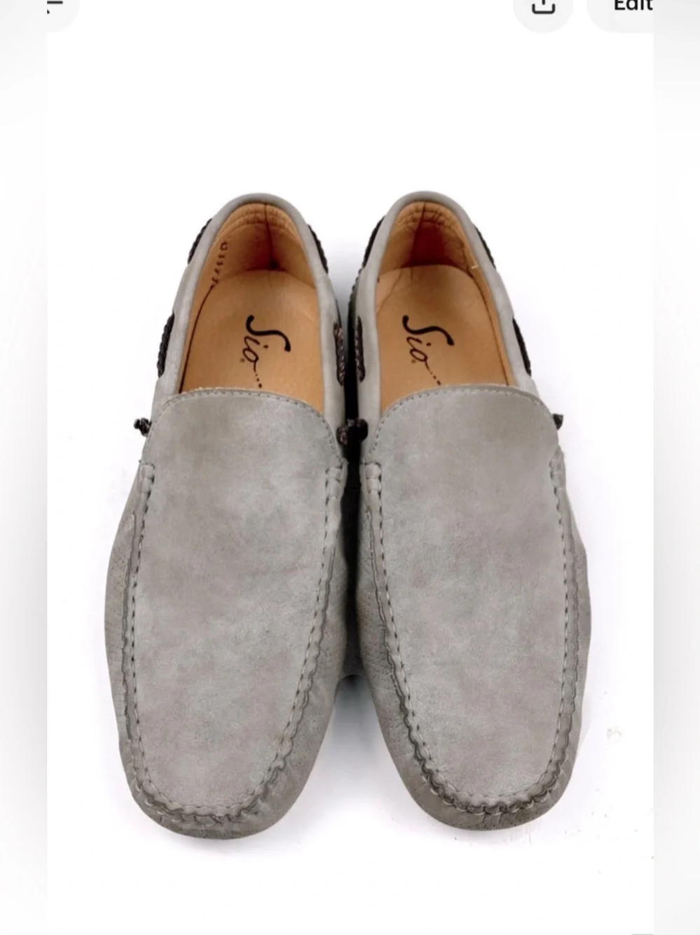 Sio Mens Gray Faux Suede Moccasins Size 10